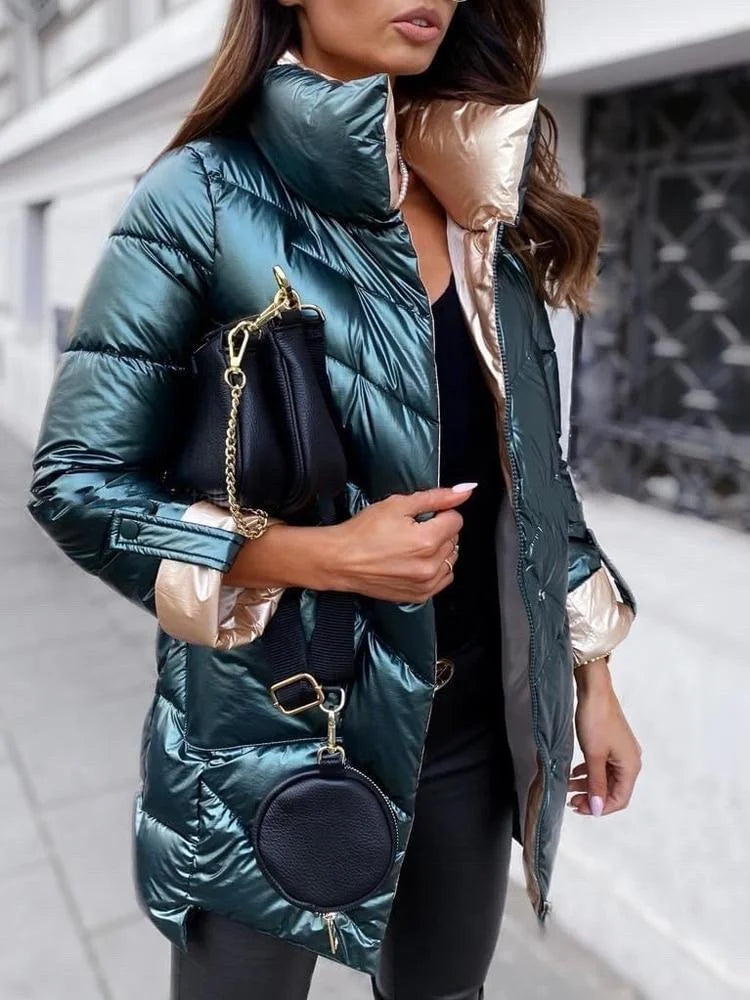 Piumino Donna Reversibile con Collo Alto 🇮🇹