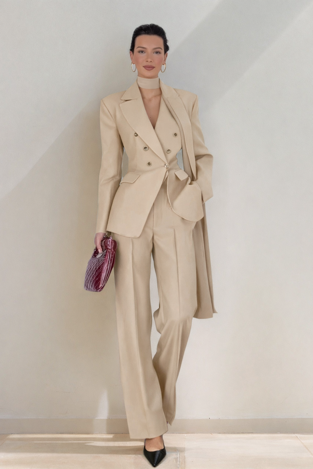 ✨ Tailleur Donna Elegante – Completo Giacca Doppiopetto e Pantalone