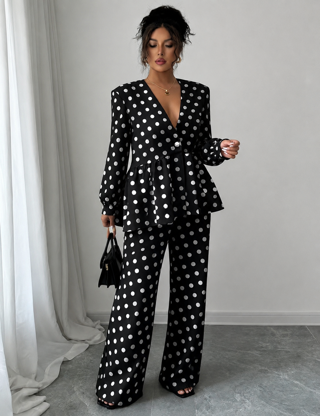 Tailleur Pois, Made in Italy 🇮🇹 tessuto cotone foderato in special price
