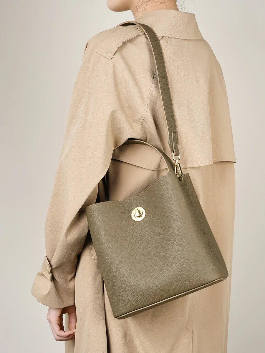 Borsa a tracolla a secchiello moda minimalista da donna