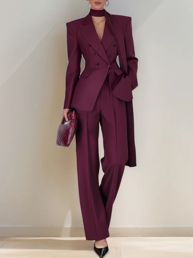 ✨ Tailleur Donna Elegante – Completo Giacca Doppiopetto e Pantalone