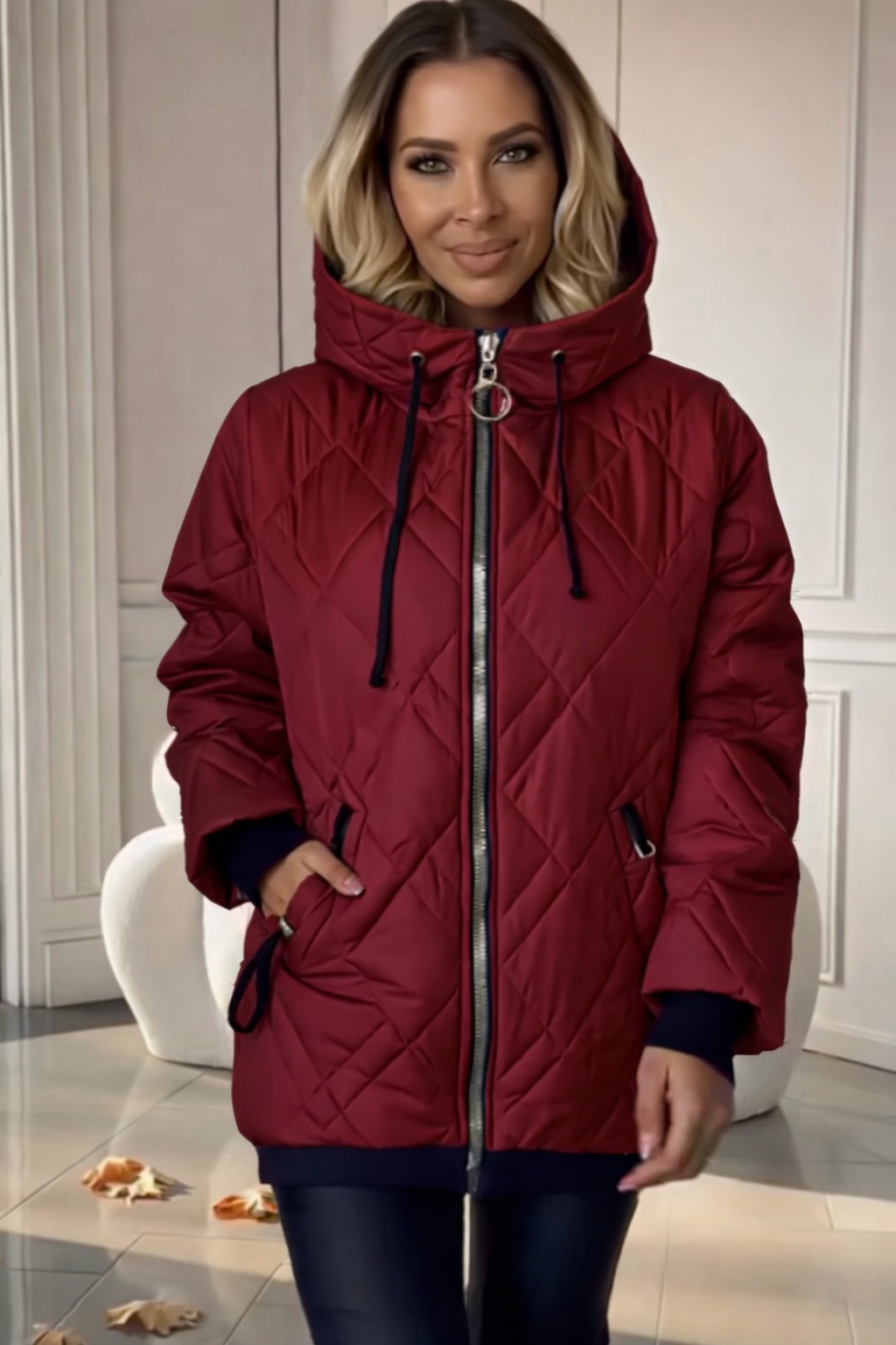 Giubbino Donna Trapuntato con Cappuccio – Eco Imbottito