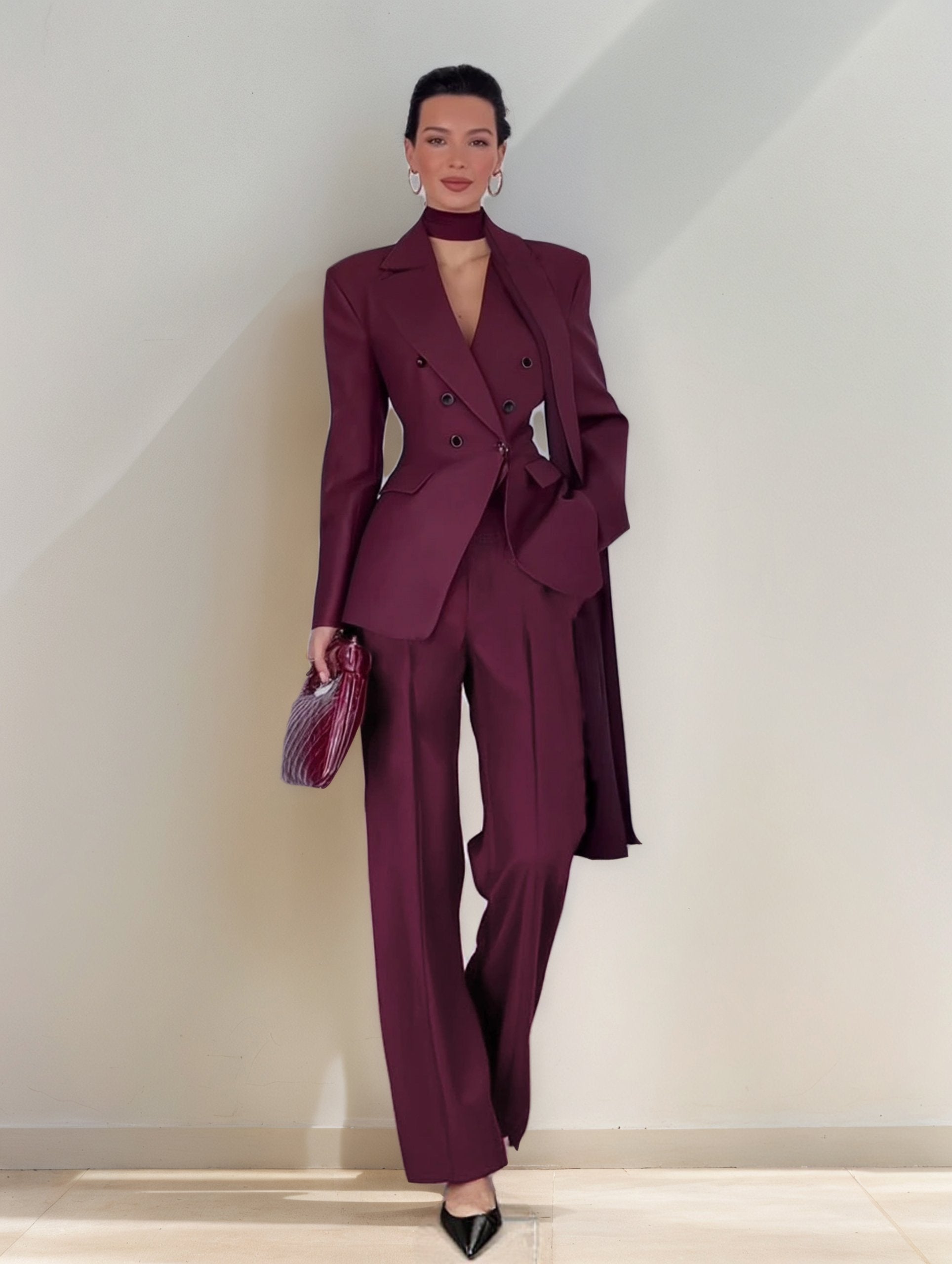 ✨ Tailleur Donna Elegante – Completo Giacca Doppiopetto e Pantalone