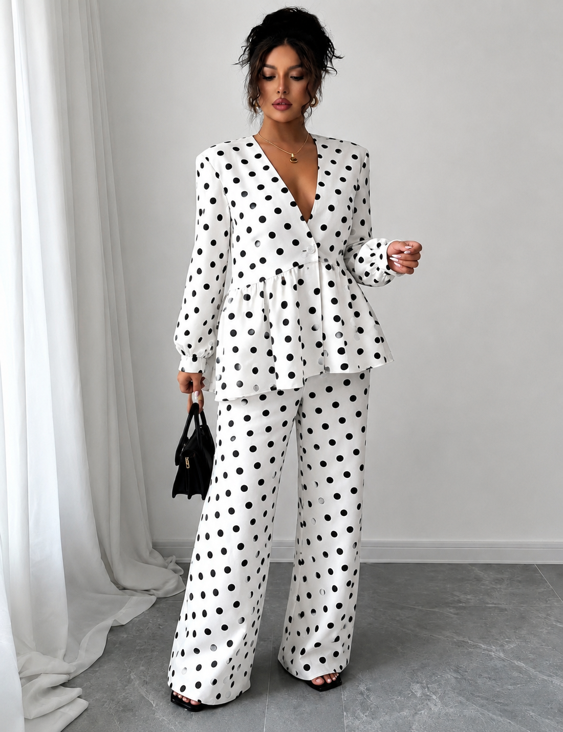 Tailleur Pois, Made in Italy 🇮🇹 tessuto cotone foderato in special price