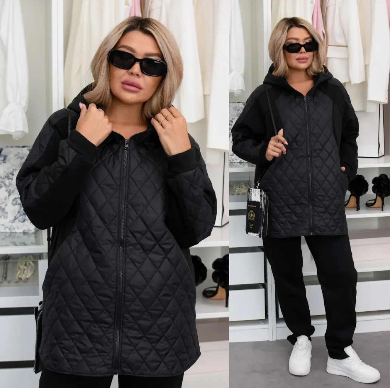 🖤 Piumino Trapuntato Urban Chic con Cappuccio