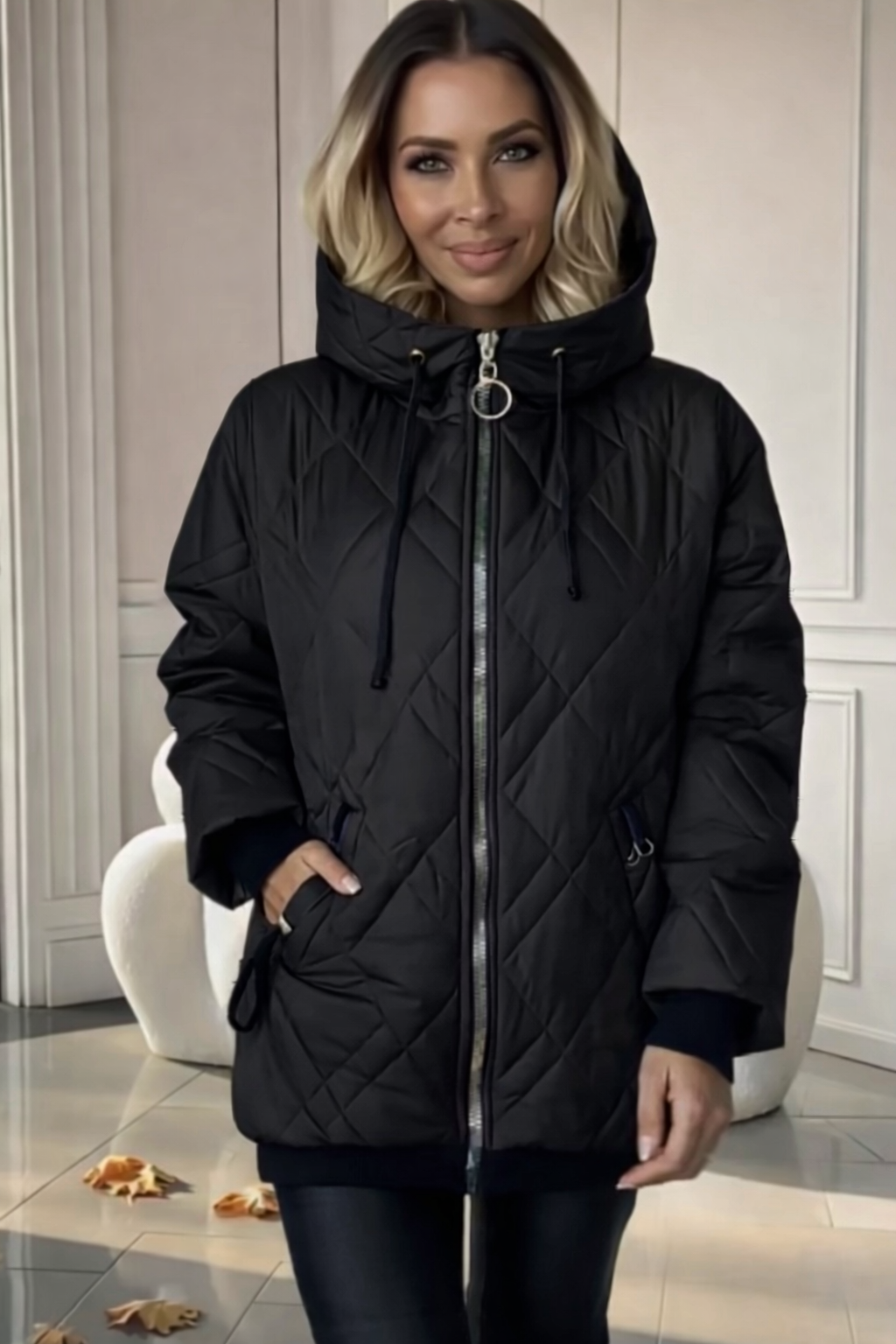 Giubbino Donna Trapuntato con Cappuccio – Eco Imbottito