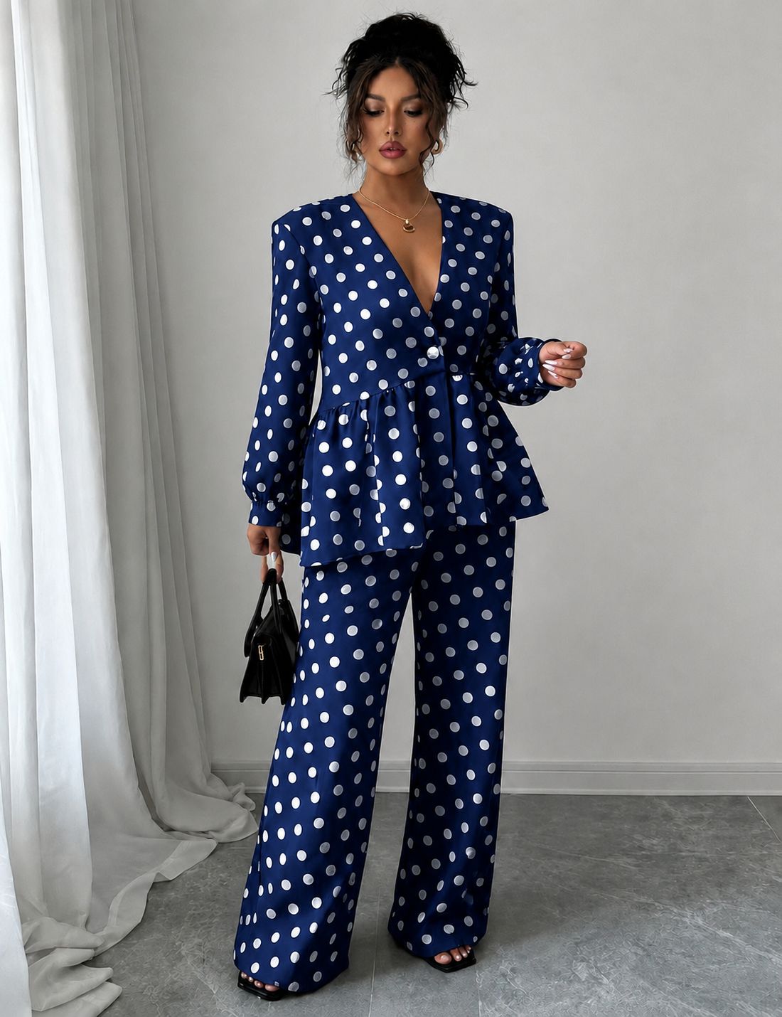 Tailleur Pois, Made in Italy 🇮🇹 tessuto cotone foderato in special price