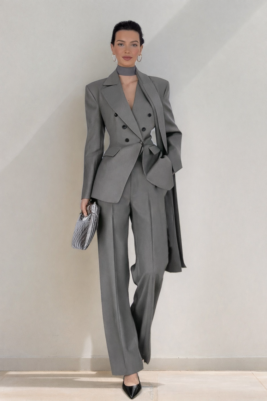 ✨ Tailleur Donna Elegante – Completo Giacca Doppiopetto e Pantalone
